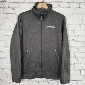 Karbon Full Zip Up Hoodie Jacket Men Size L Charcoal Gray Heathered Fleece Lined